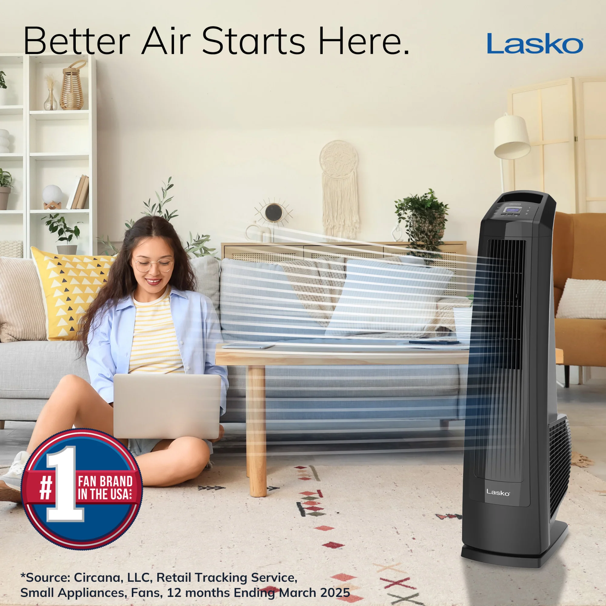 Lasko Oscillating High Velocity Fan with Remote Control, U35122, Black - Image 2