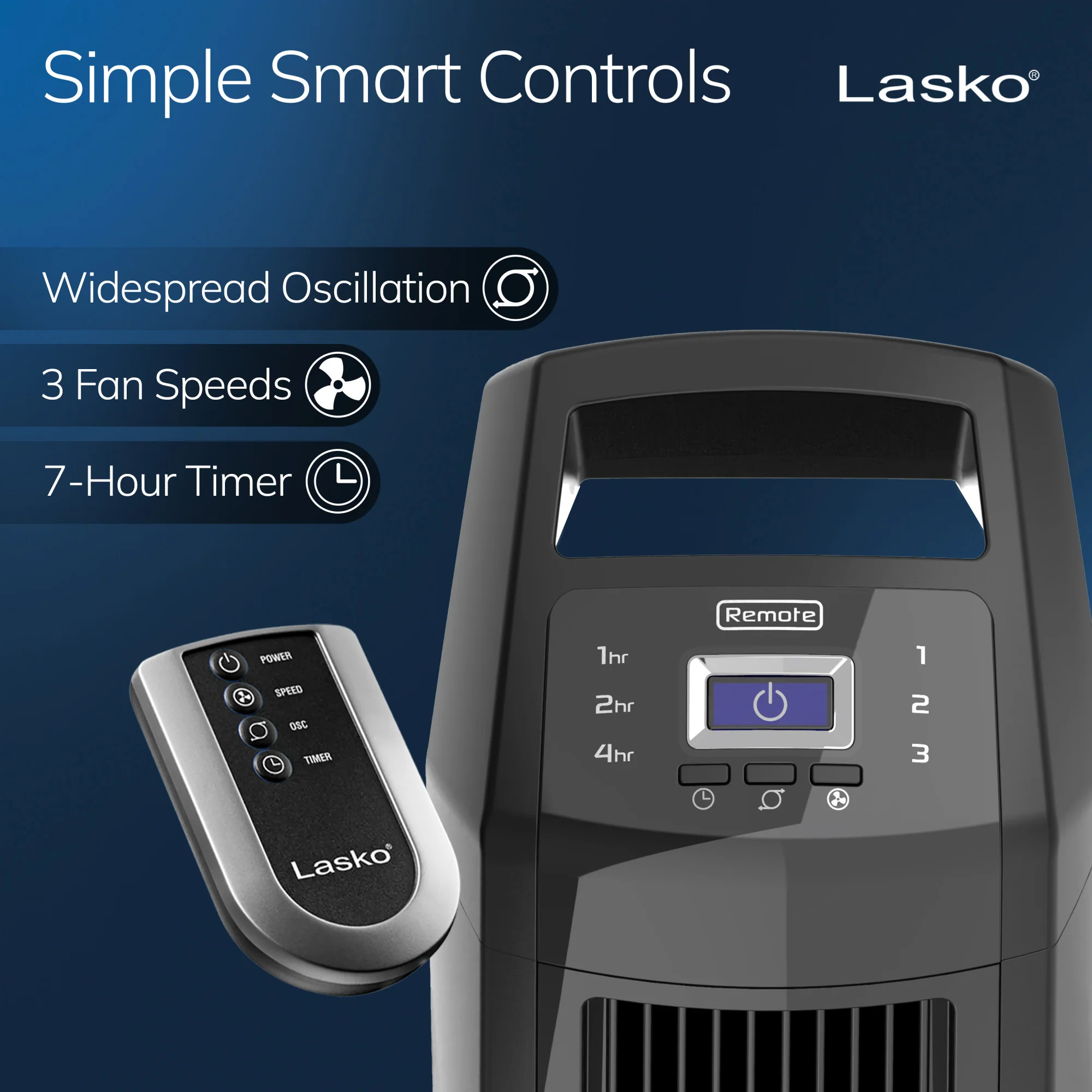 Lasko Oscillating High Velocity Fan with Remote Control, U35122, Black - Image 6