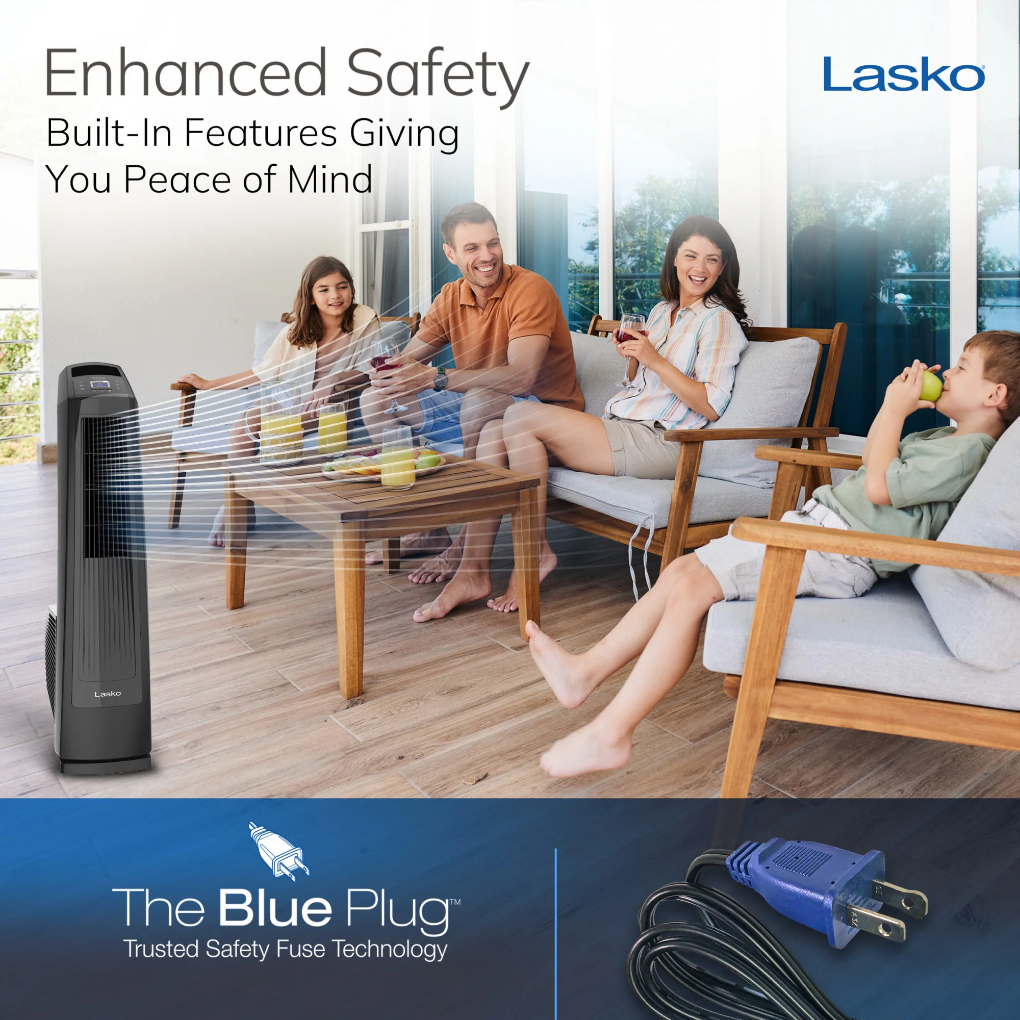 Lasko Oscillating High Velocity Fan with Remote Control, U35122, Black - Image 7