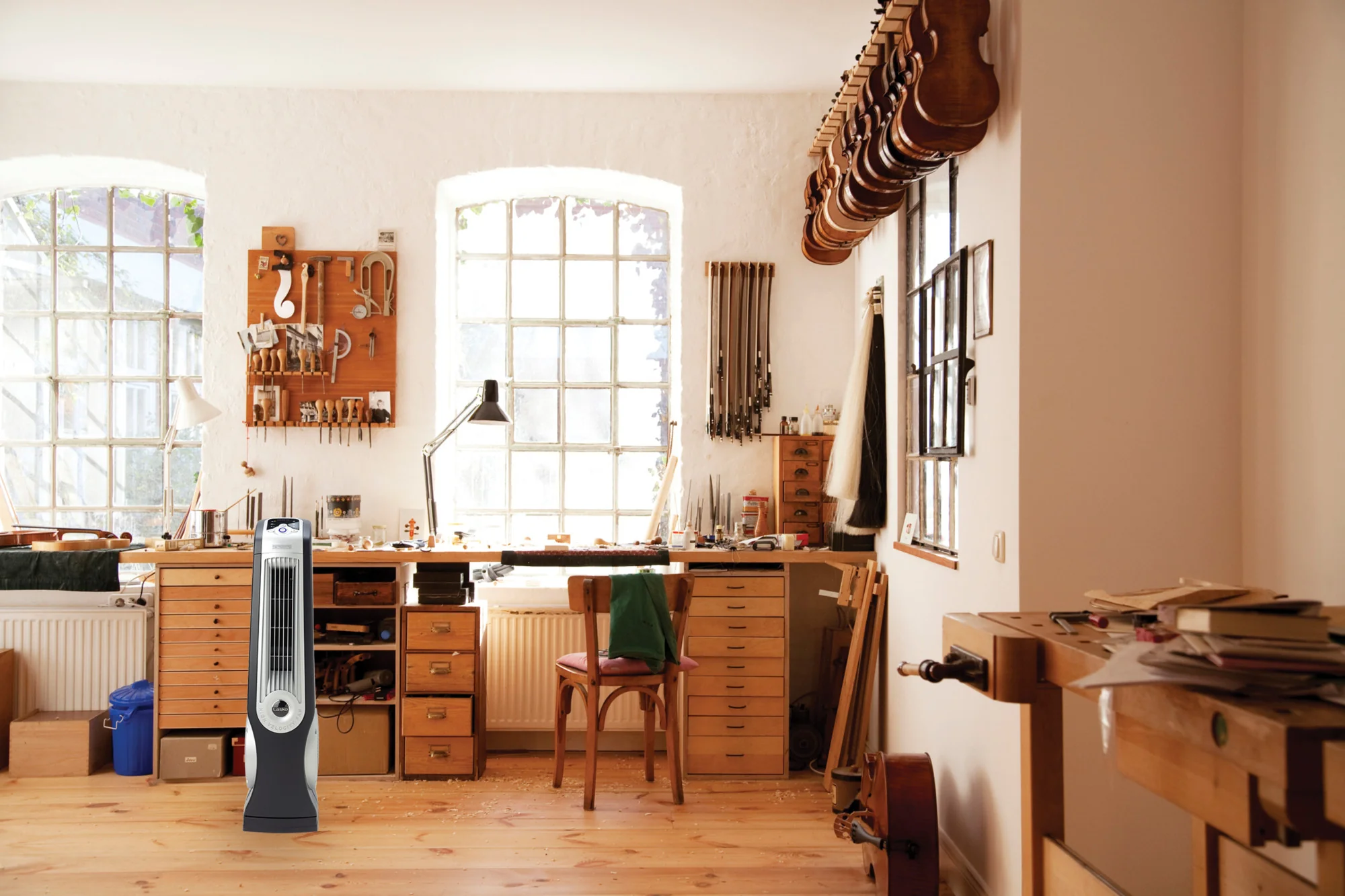 Lasko Oscillating High Velocity Tower Fan with Remote, U35102, Black/Silver - Image 5