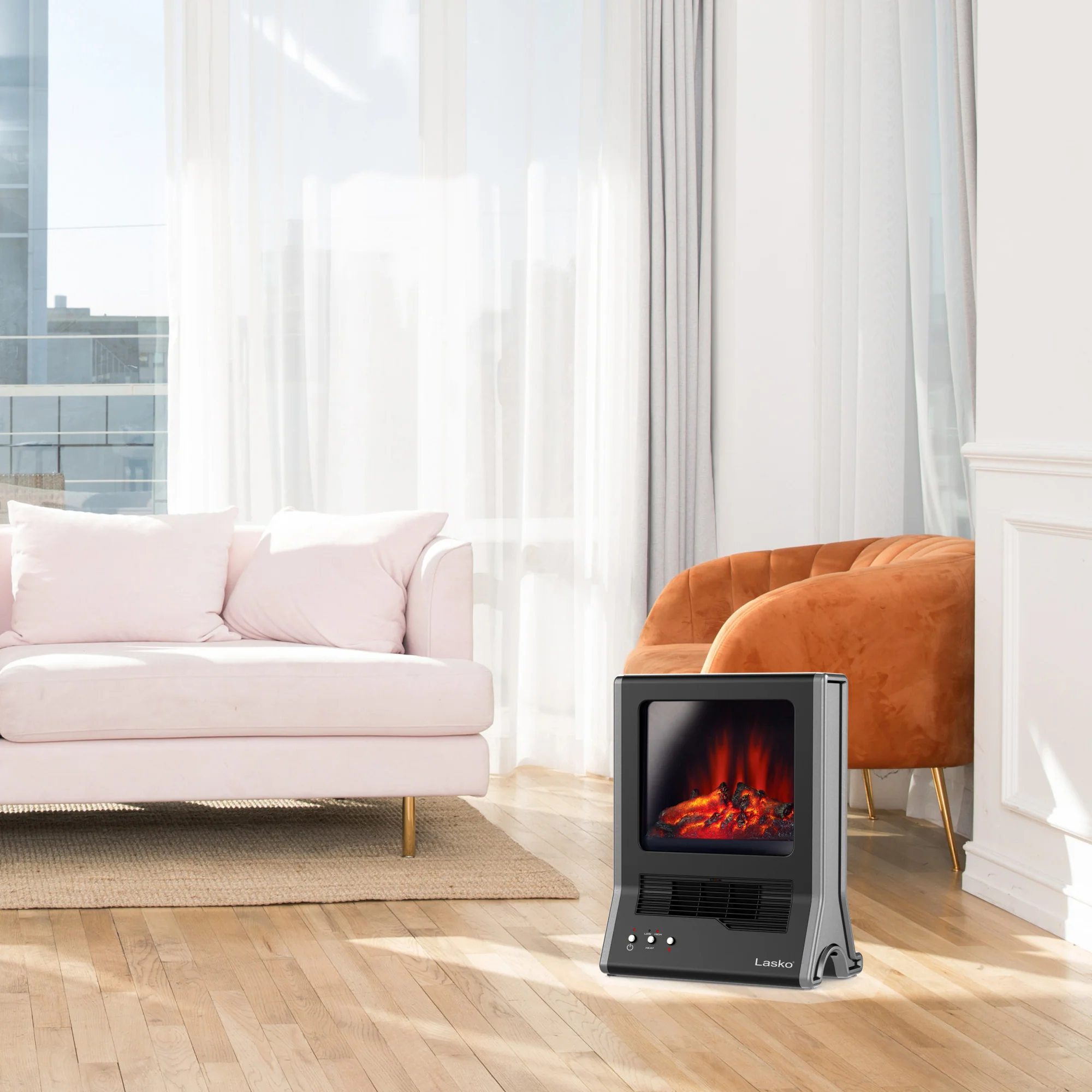 Lasko Portable Electric Ultra Ceramic Fireplace Space Heater, CA20100, Black - Image 7