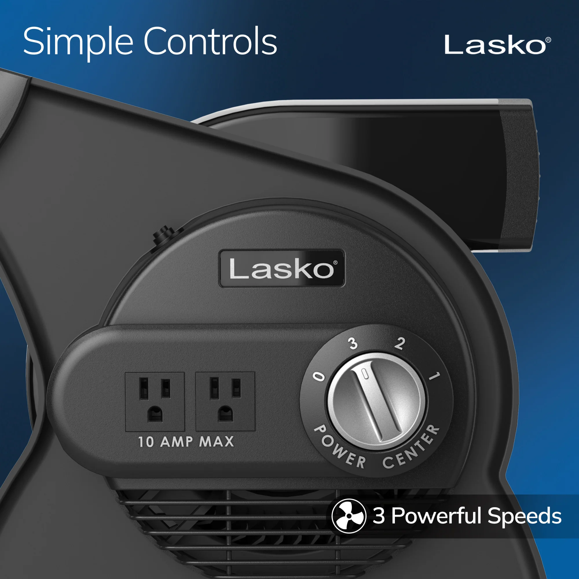 Lasko Pro Performance Pivoting High Velocity Utility Blower Fan with 3 Speeds, U15617, Black - Image 3