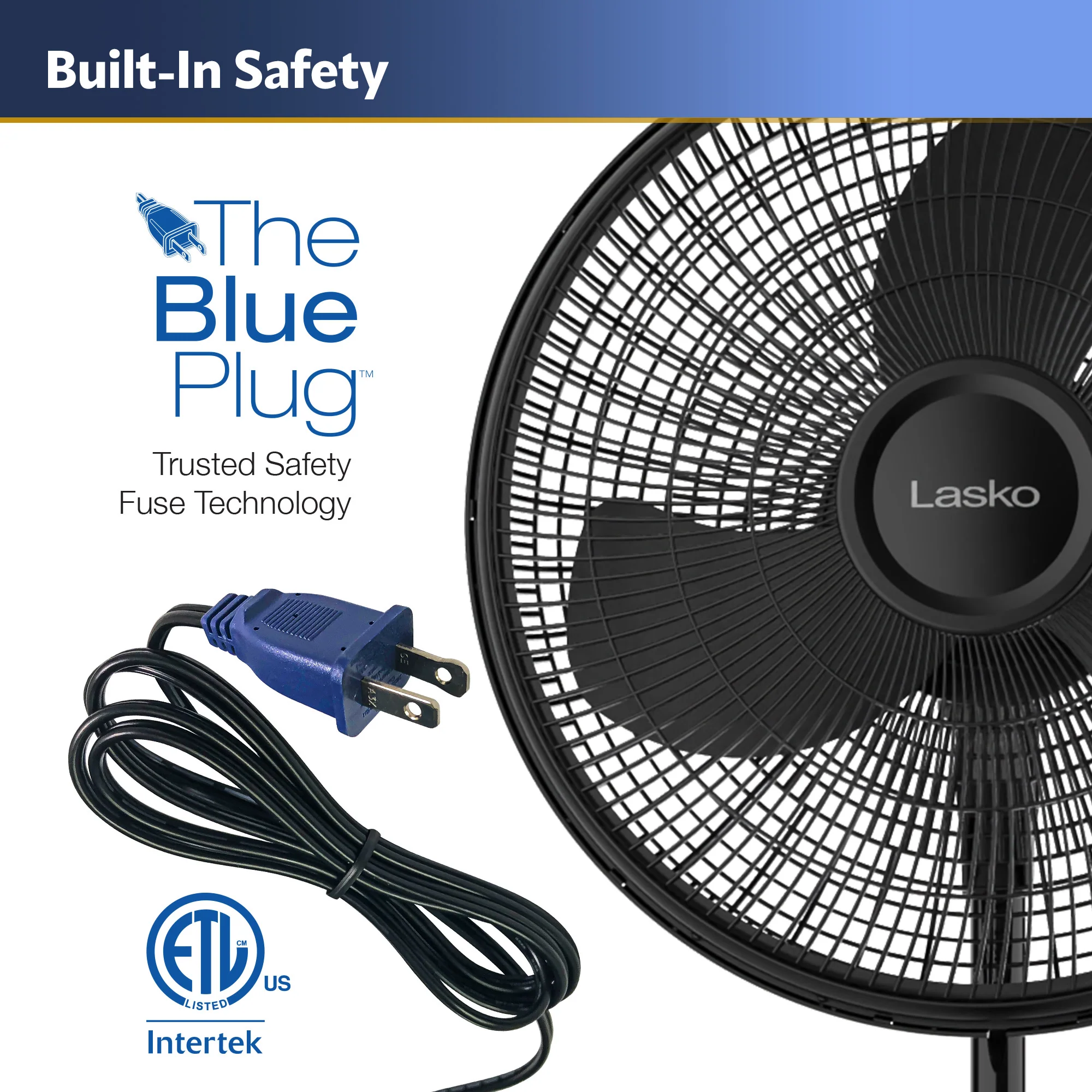 Lasko S16500 16" Oscillating 3 Speed Pedestal Fan: black - Image 6