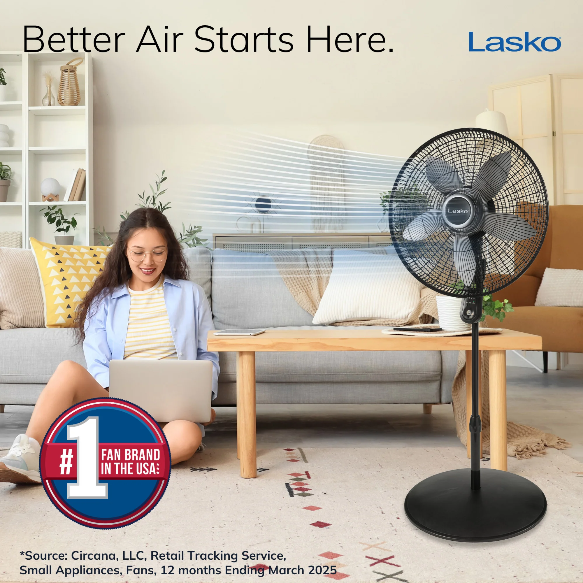 Lasko 20" 3-speed Pedestal Fan with Remote & Timer (black, model S20620) - Image 2