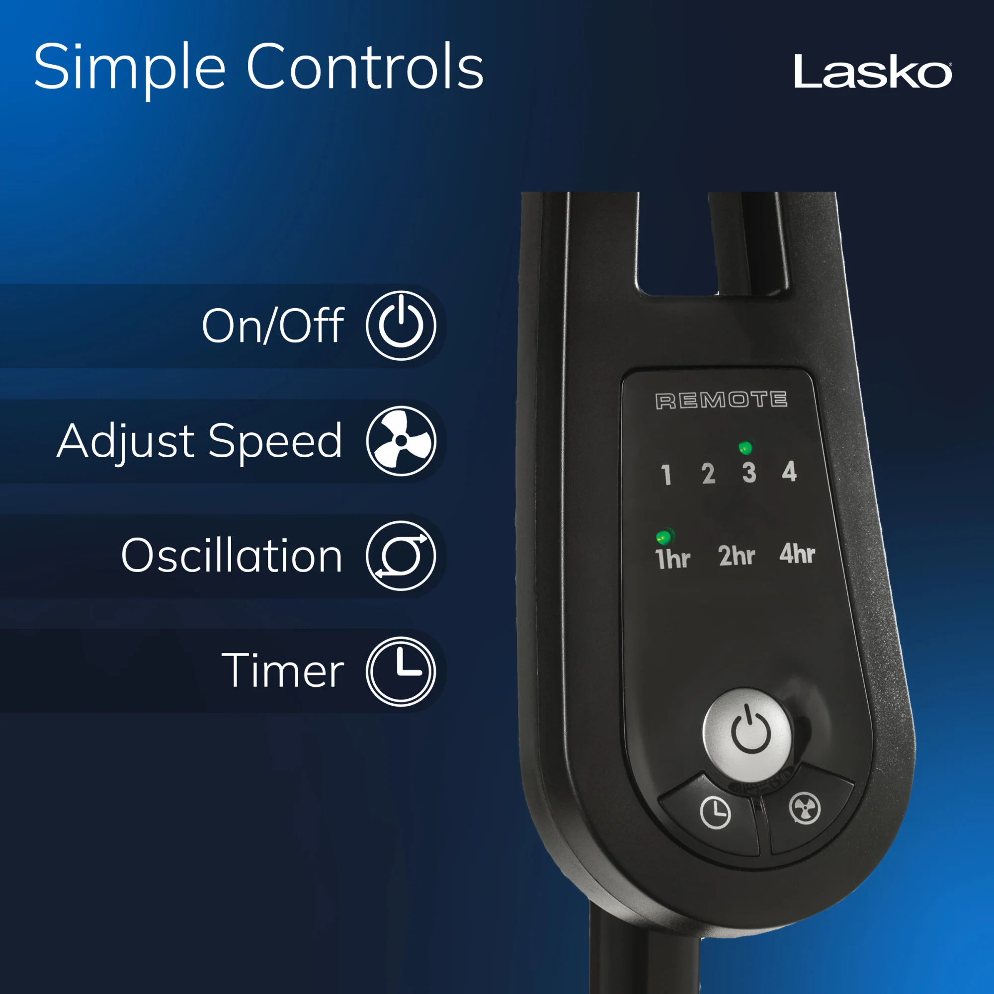 Lasko 20" 3-speed Pedestal Fan with Remote & Timer (black, model S20620) - Image 4