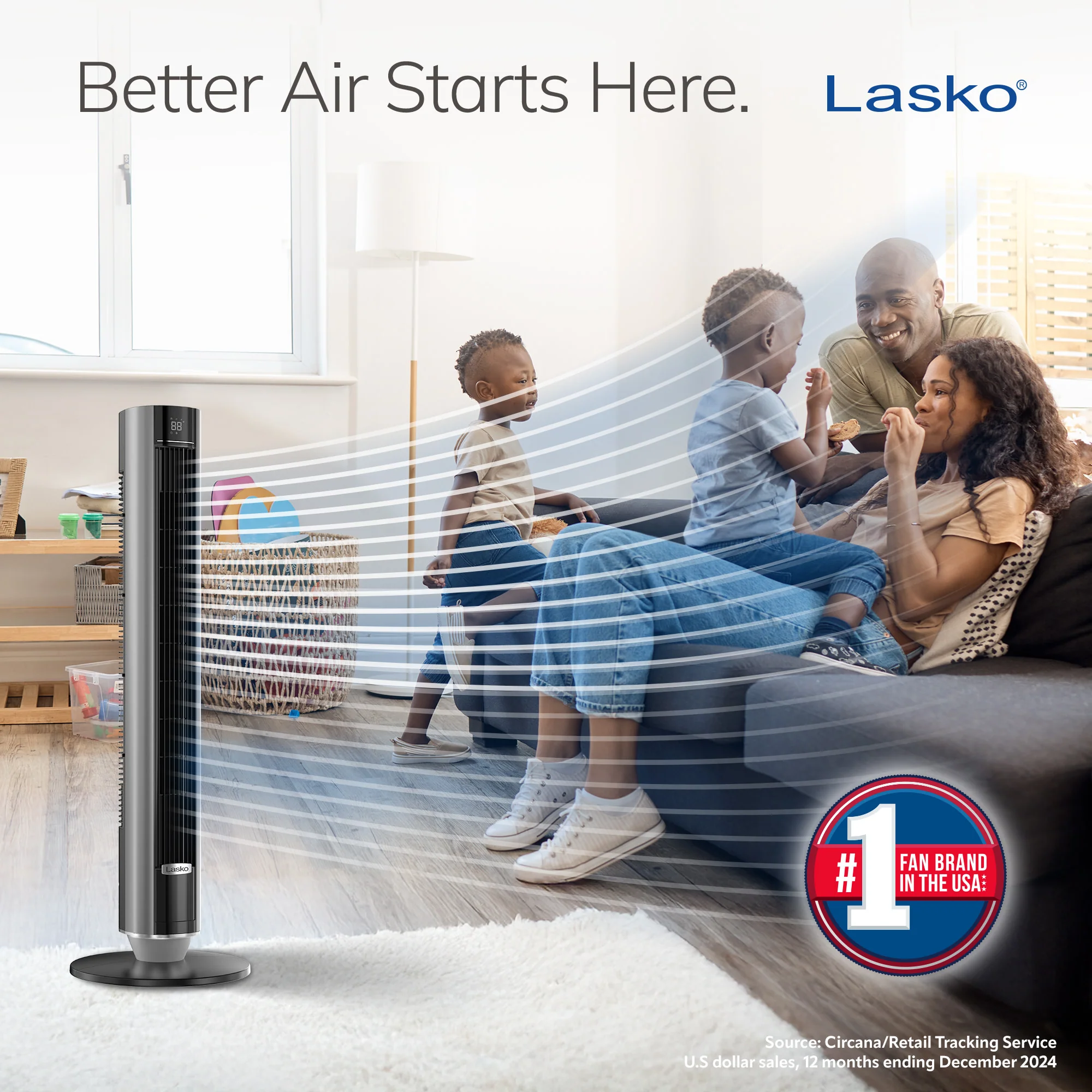 Lasko TDC401 40" 12-Speed Tower Fan with WhisperForce™ DC Technology and Remote: Black - Image 2