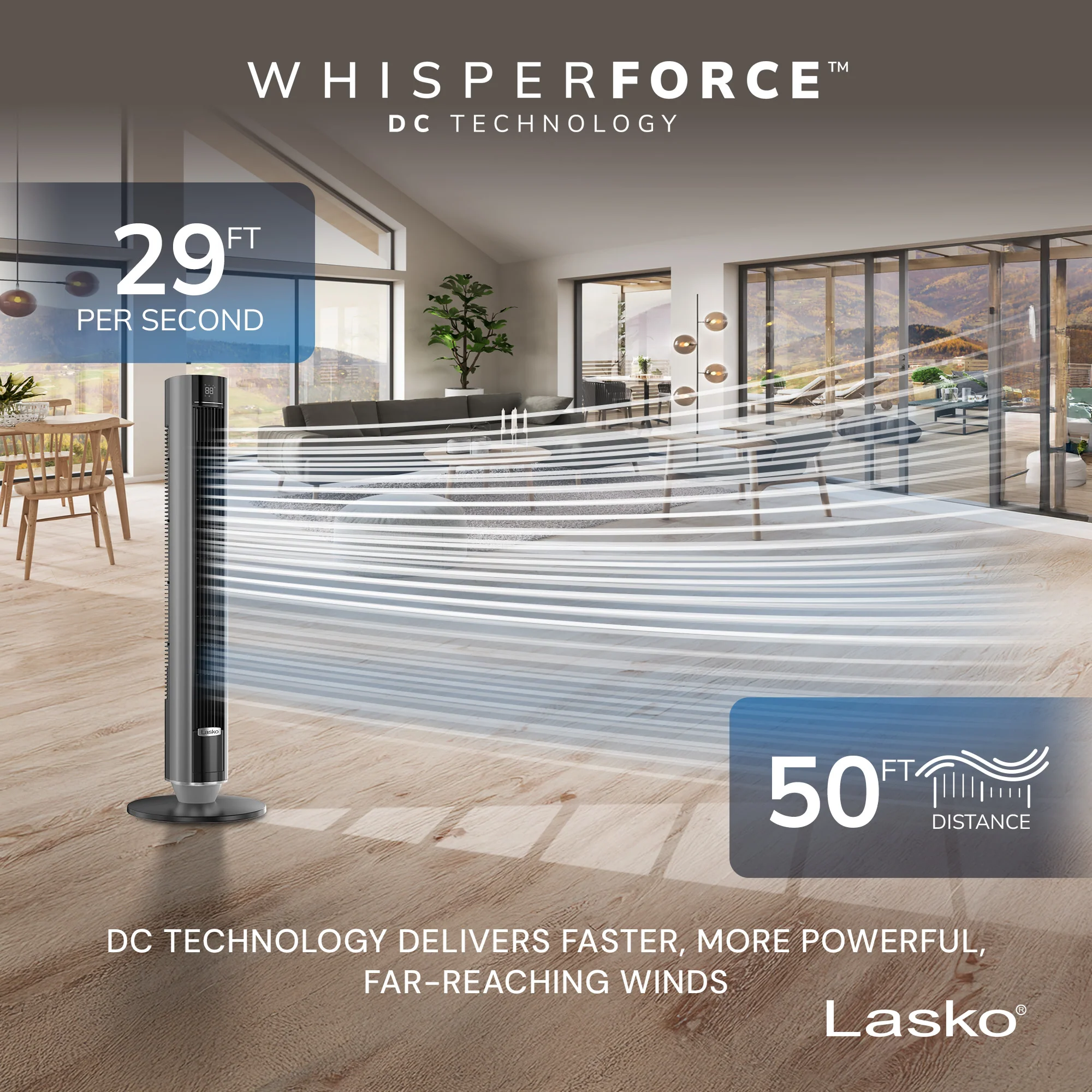 Lasko TDC401 40" 12-Speed Tower Fan with WhisperForce™ DC Technology and Remote: Black - Image 3