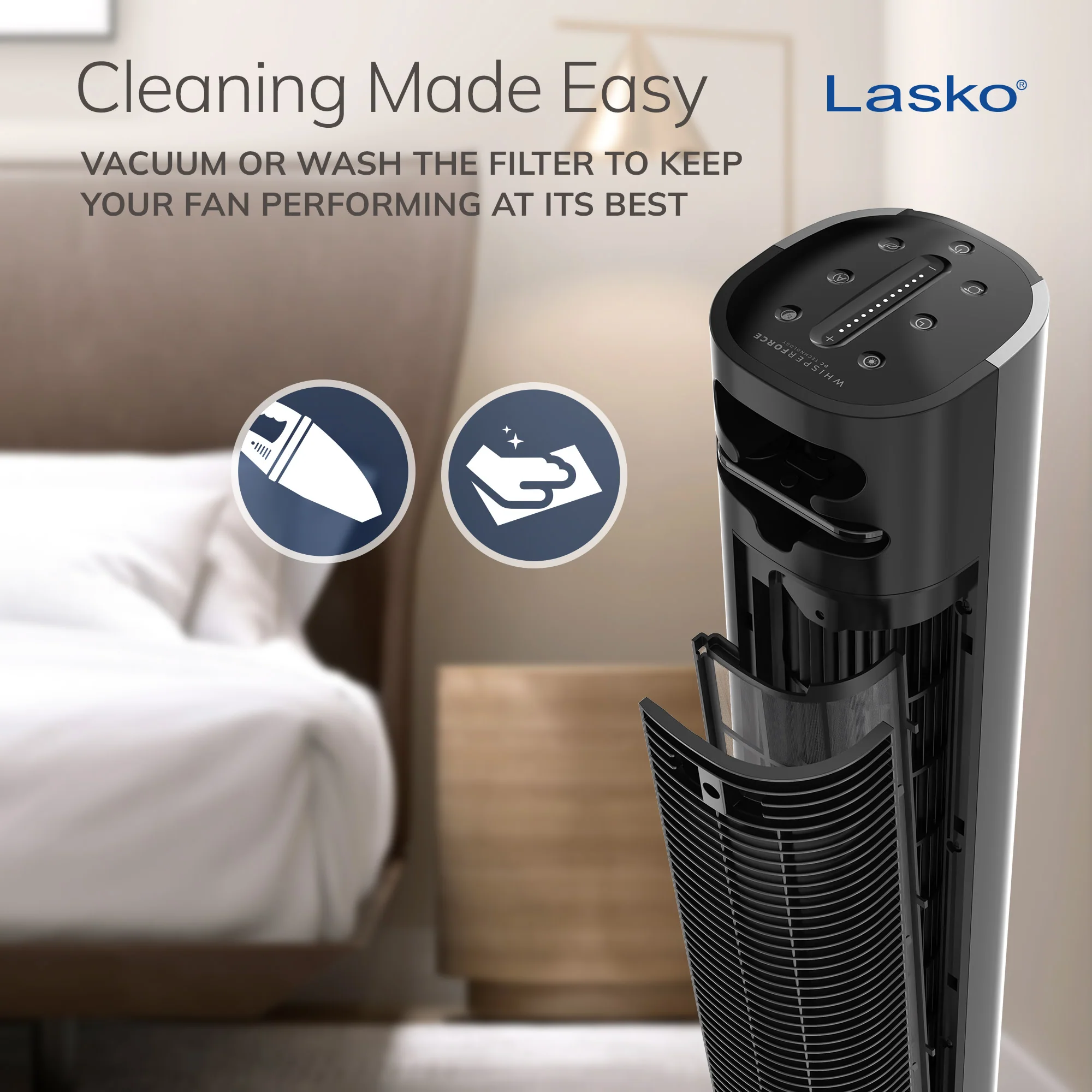 Lasko TDC401 40" 12-Speed Tower Fan with WhisperForce™ DC Technology and Remote: Black - Image 7