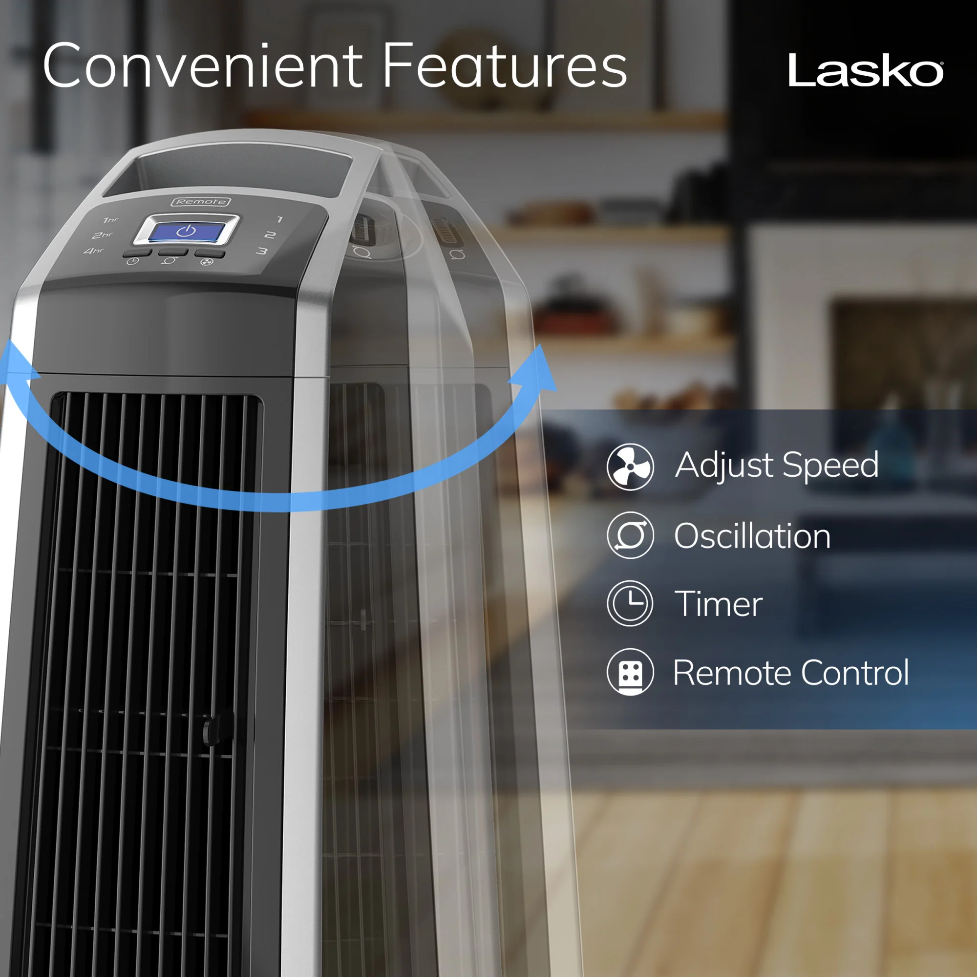Lasko U35120 Oscillating High Velocity Fan with Remote Control - Image 4