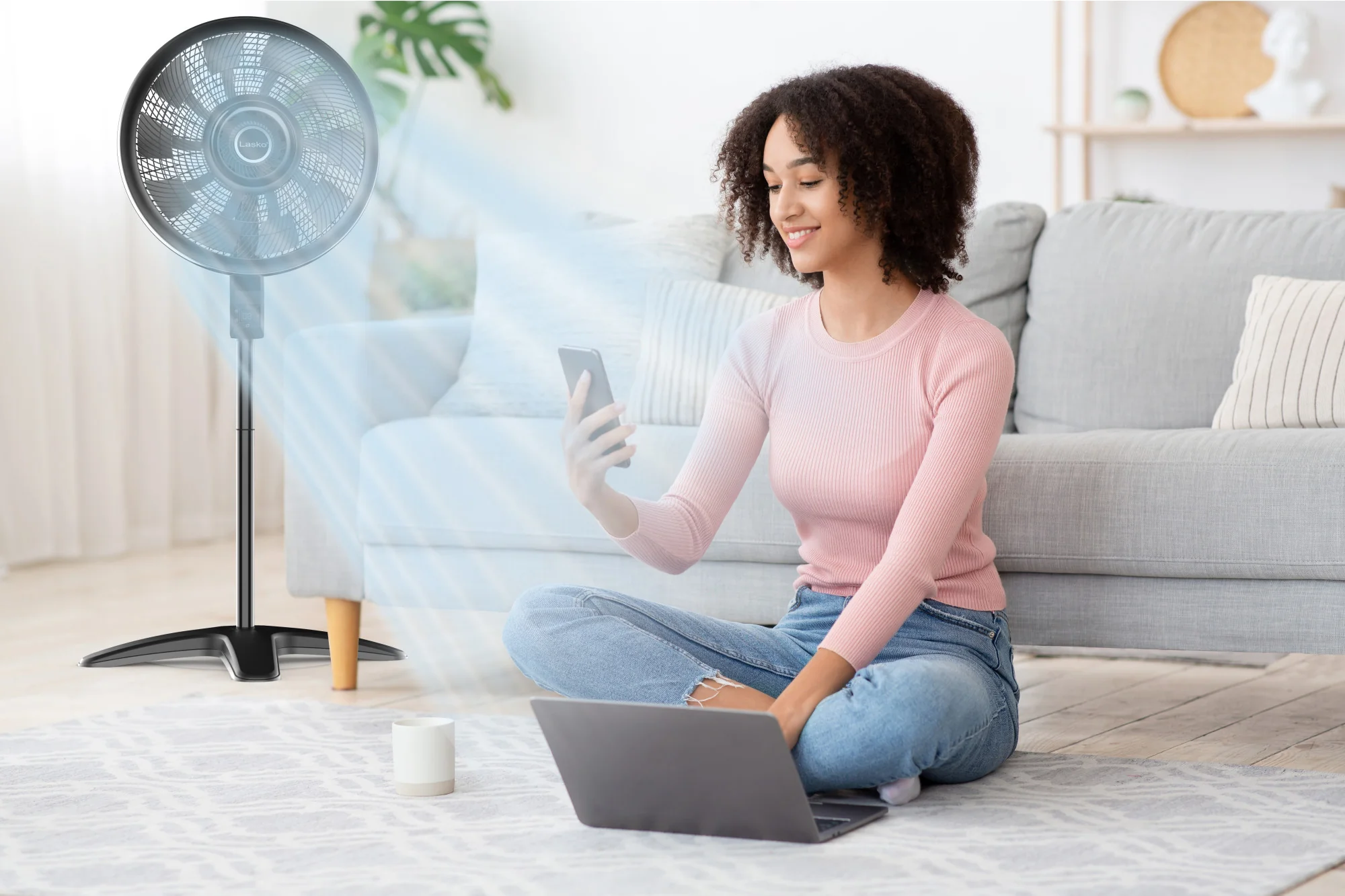 Lasko Windstorm™ 18" 4-speed Pedestal Fan with Remote & Timer (black, model S18654) - Image 9