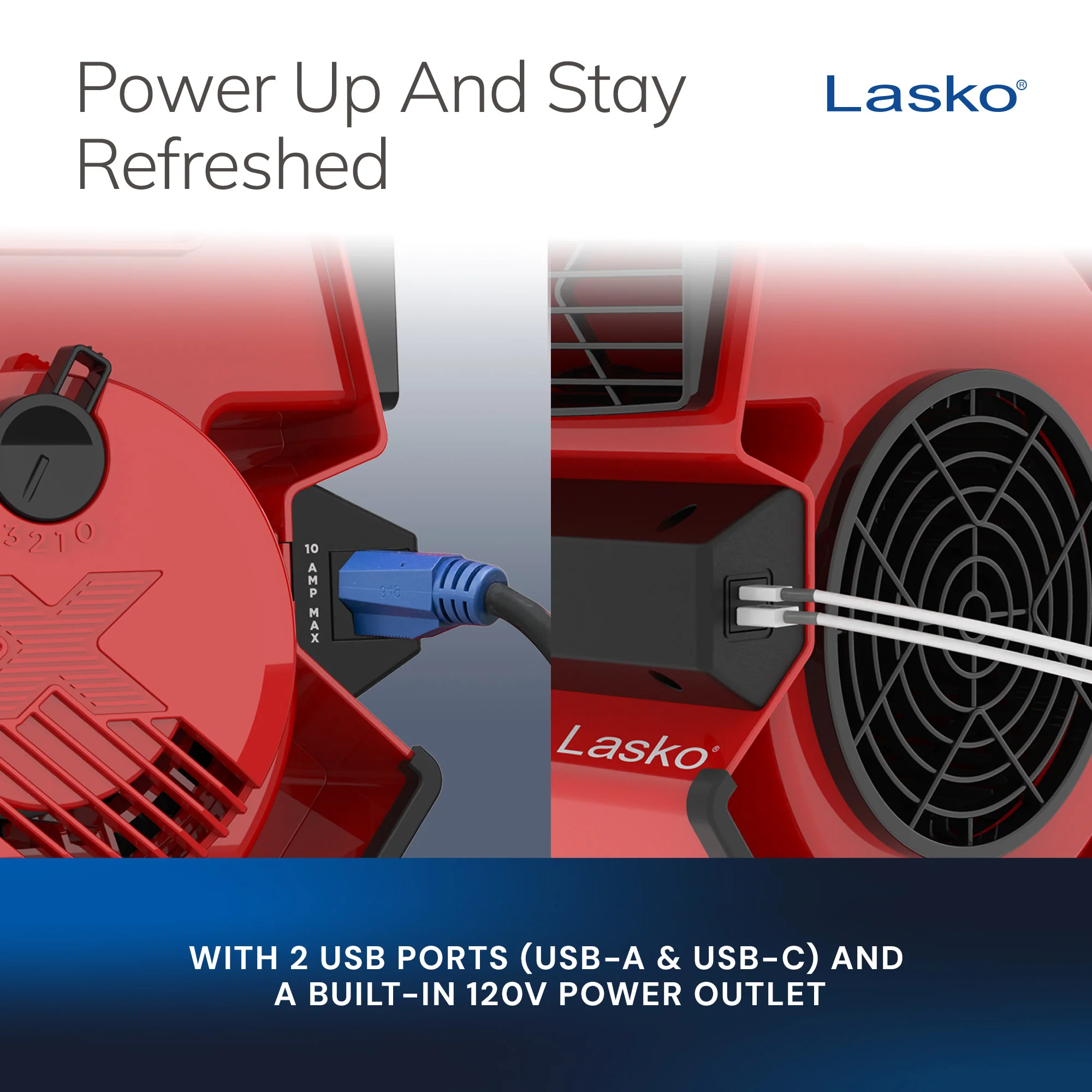 Lasko X12900 X-Blower Multi-Position Utility Blower Fan with USB Port - Image 5