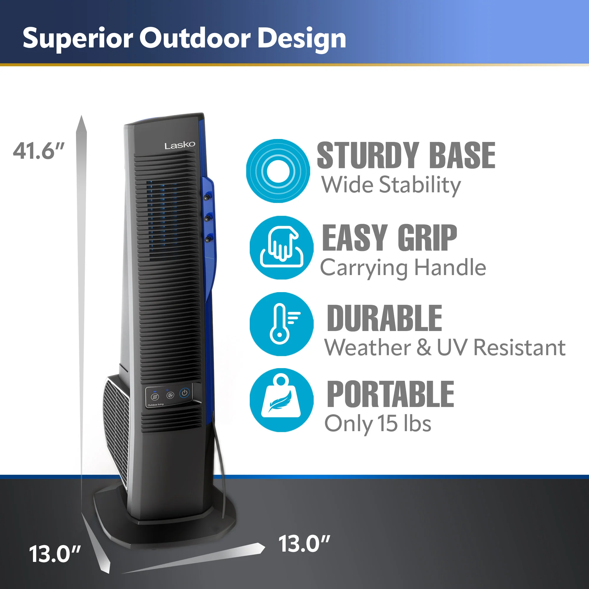 Lasko YF300 42" Misting Outdoor Tower Fan with 10-Foot Power Cord and 4 speeds - Image 4