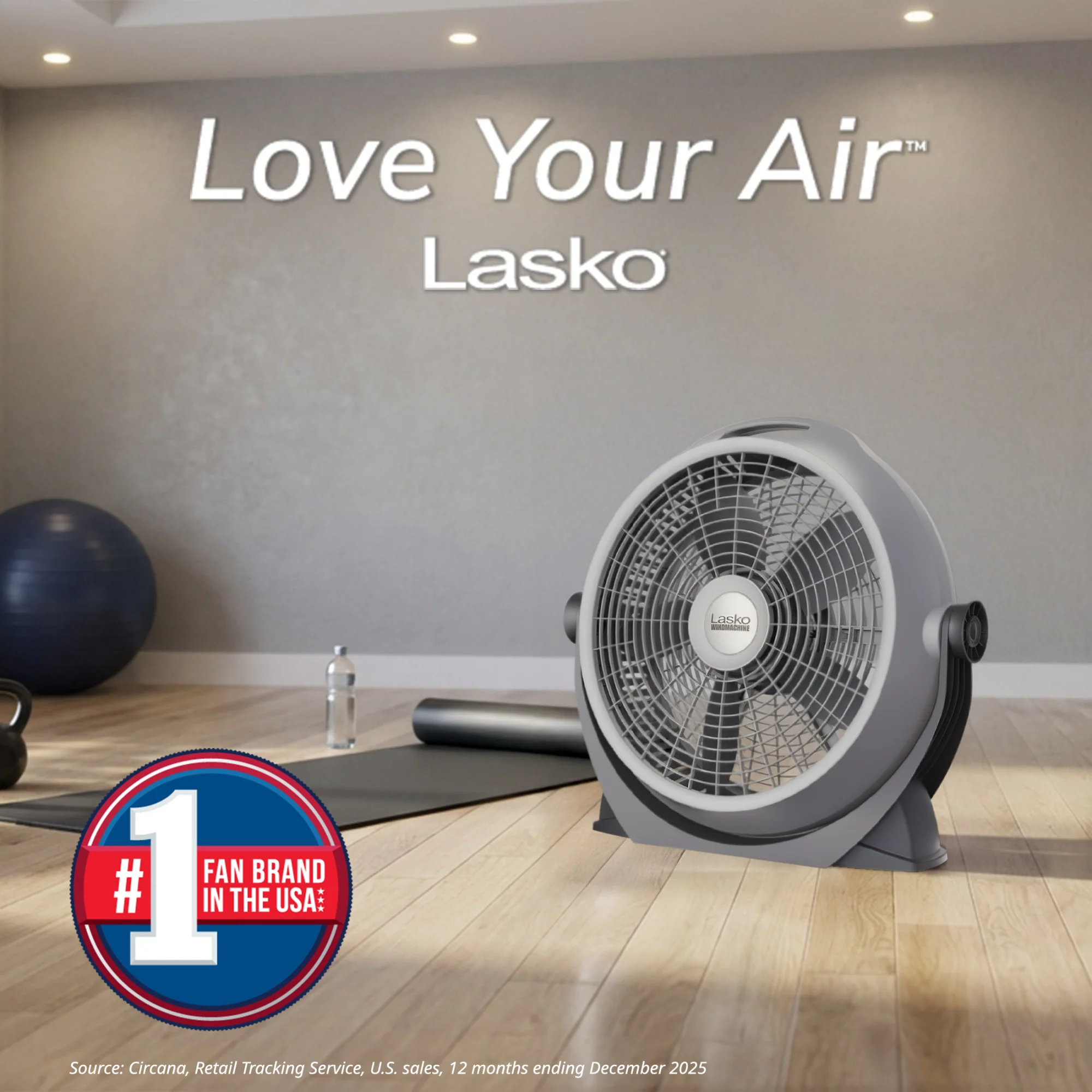 Lasko Wind Machine® A20304 20" Pivoting 3-Speed Air Circulator Fan: Gray - Image 2